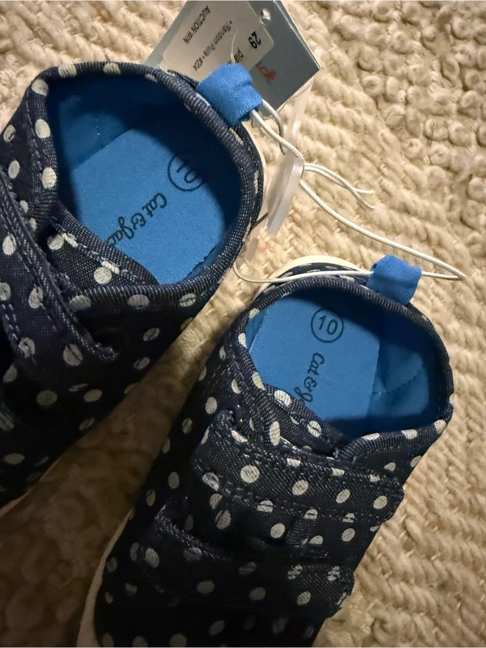Cat & Jack Navy Polka Dot Sneakers with White Toe size 10t 10c nwt